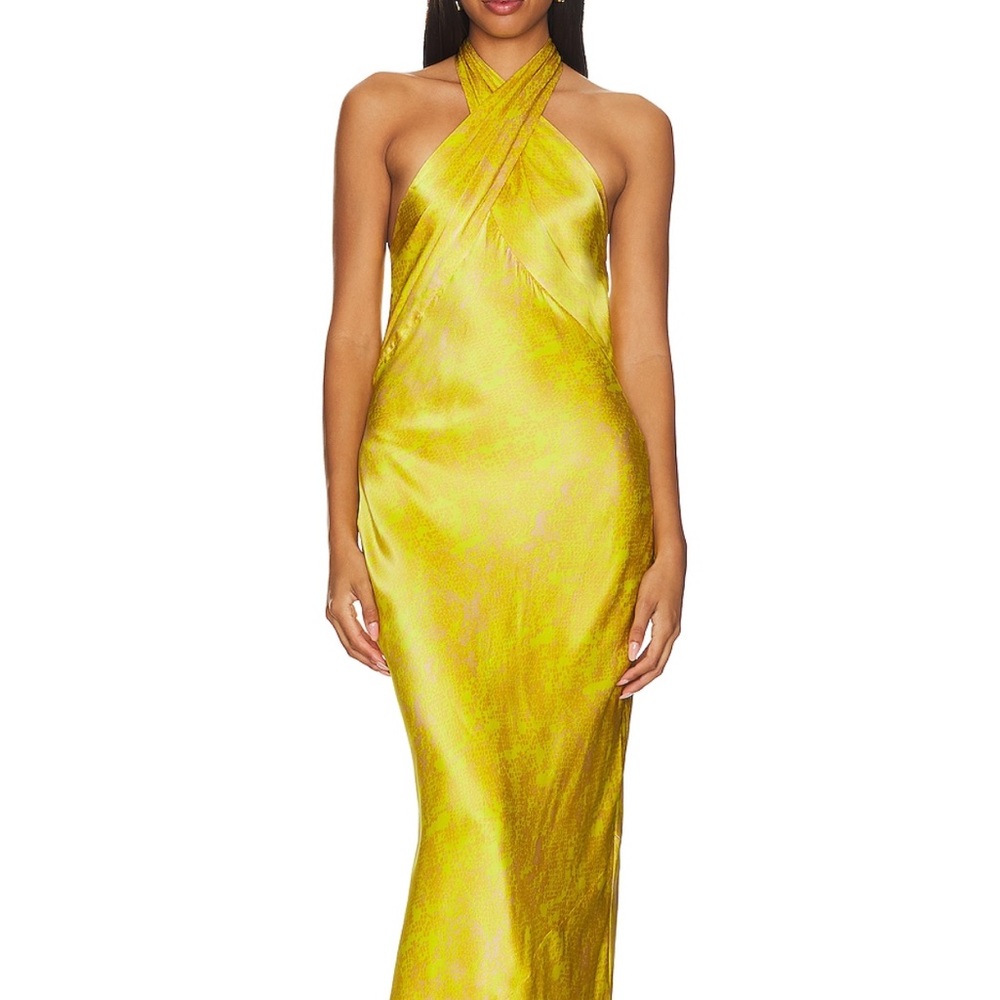 Elegant Yellow Halter Dress